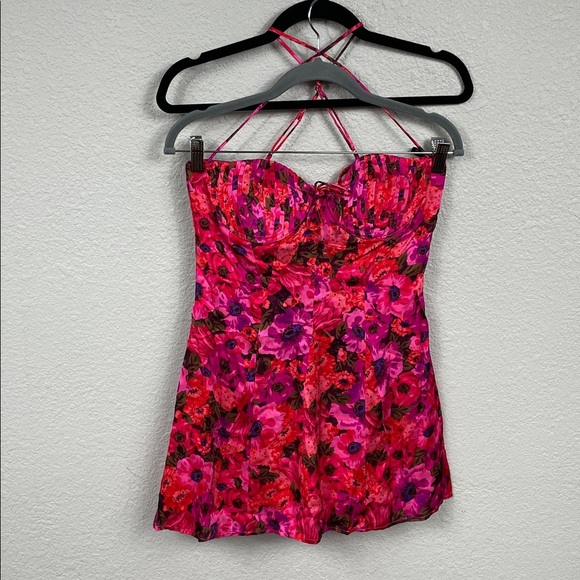NWT For Love & Lemons Wendy Mini Dress in Red Pink Underwire Floral Sz M - Picture 6 of 15